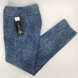 Lisette L Montreal Bleach Denim Floral Pants NWT